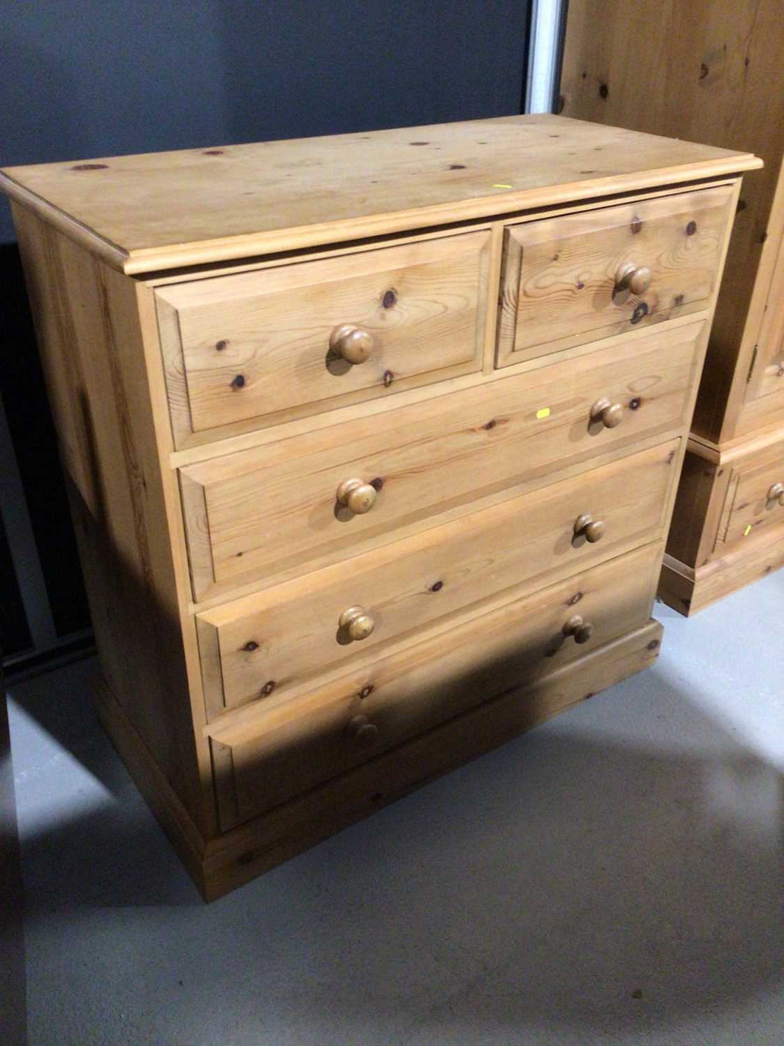 Modern pine chest of two short and three long drawers, 106cm wide x 50cm deep x 104.5cm high - Image 3 of 3