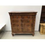 19th century mahogany chest with frieze drawer, two short and three long graduated drawers below on