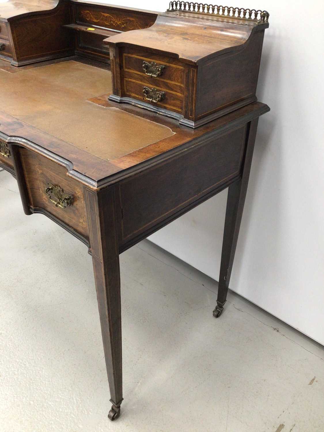 Edwardian rosewood amd inlaid desk by James Schoolbred and Co - Image 5 of 7