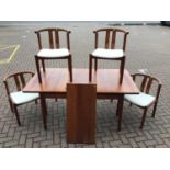 Mid century Danish Glostrup teak extending dining table approx 120cm x 90cm with two extra leaves 42