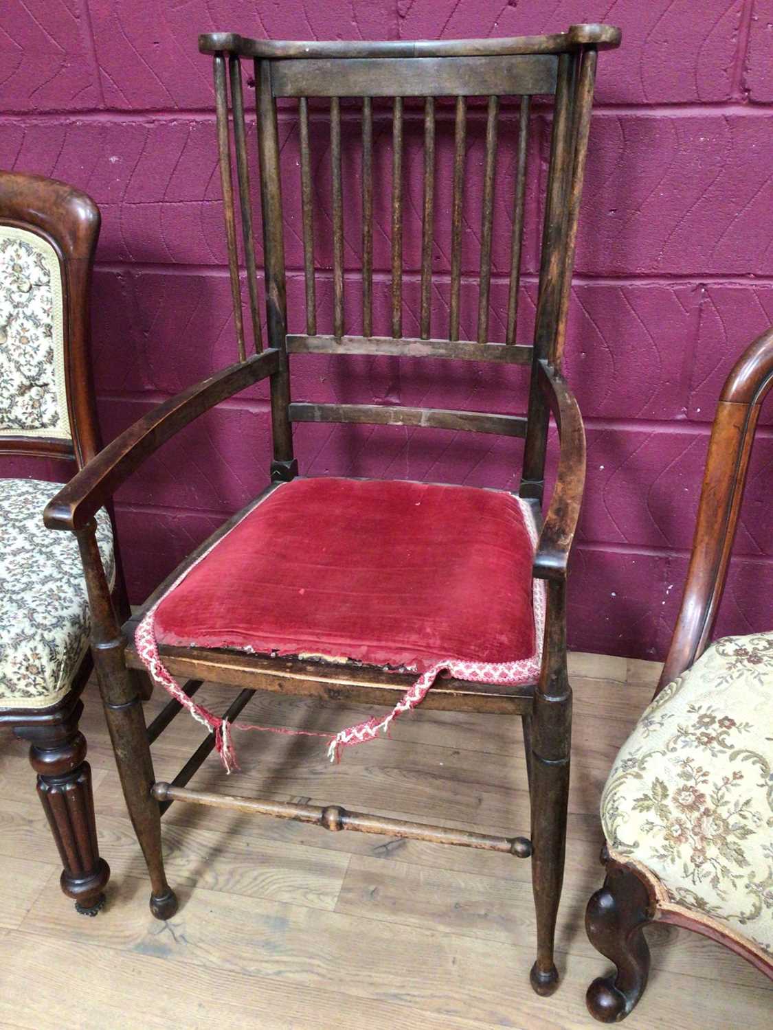 Victorian childs chair, together with two Victorian chairs, Mackintosh style stick back chair - Image 3 of 5