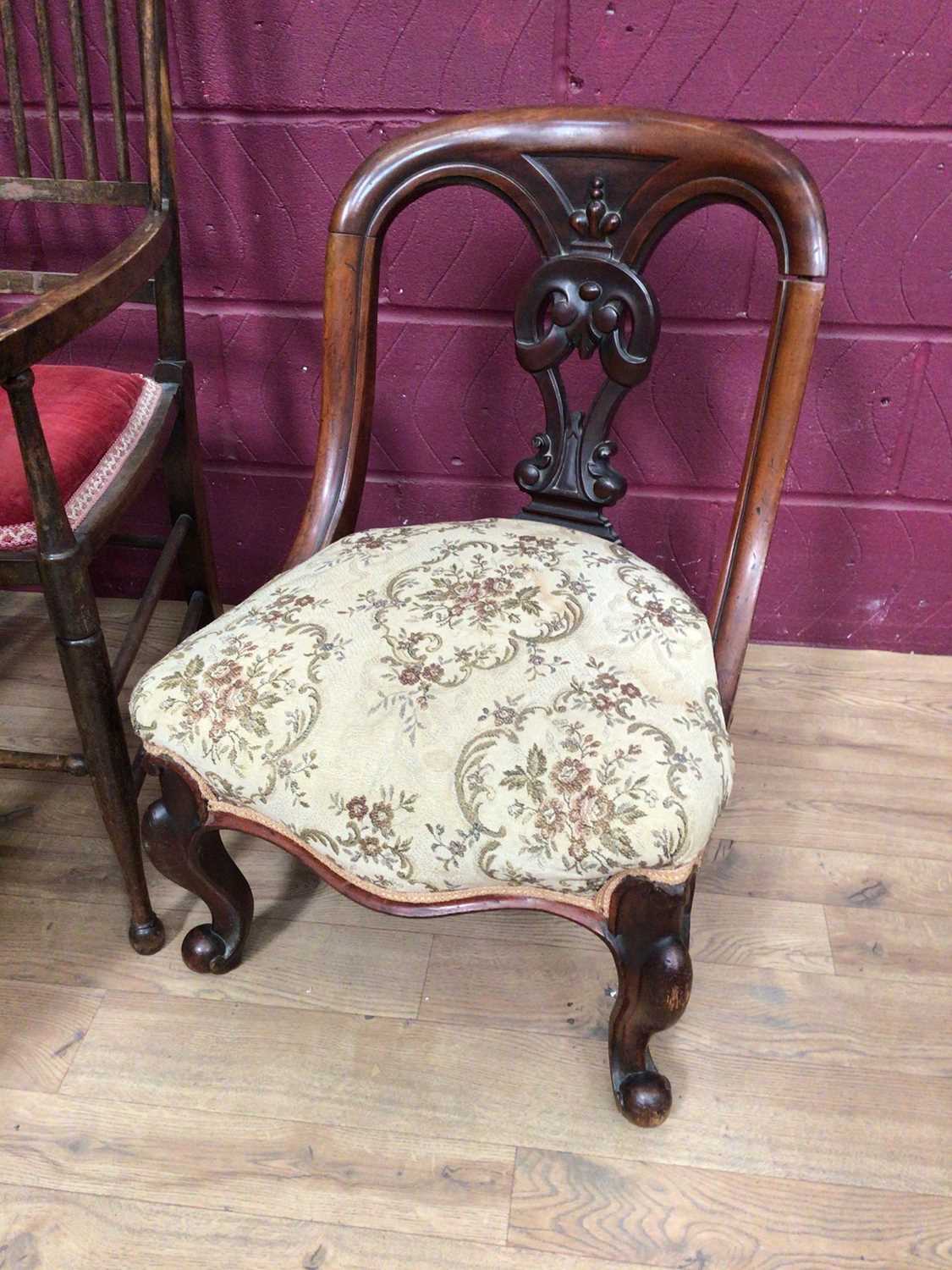 Victorian childs chair, together with two Victorian chairs, Mackintosh style stick back chair - Image 2 of 5