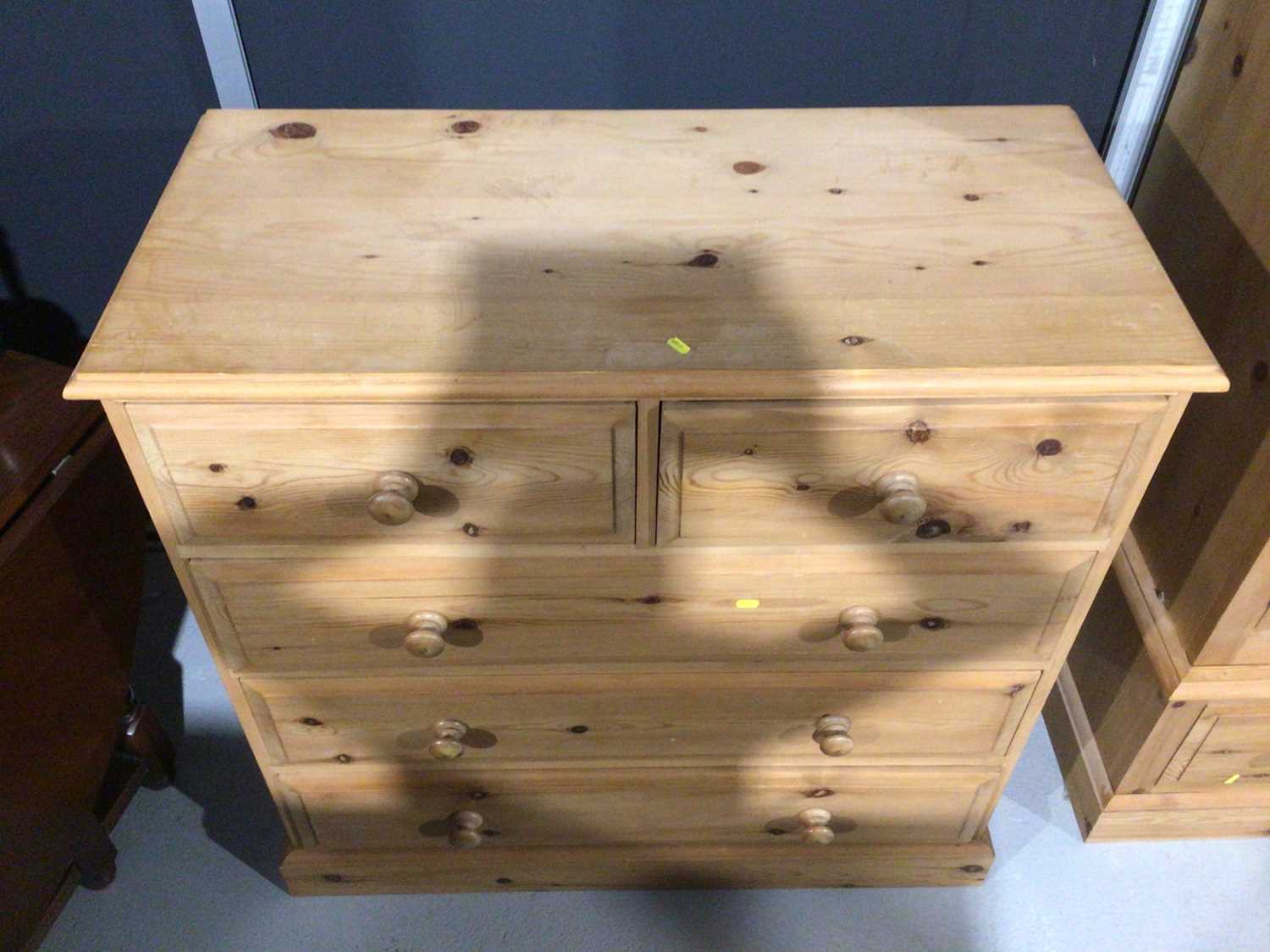 Modern pine chest of two short and three long drawers, 106cm wide x 50cm deep x 104.5cm high - Image 2 of 3