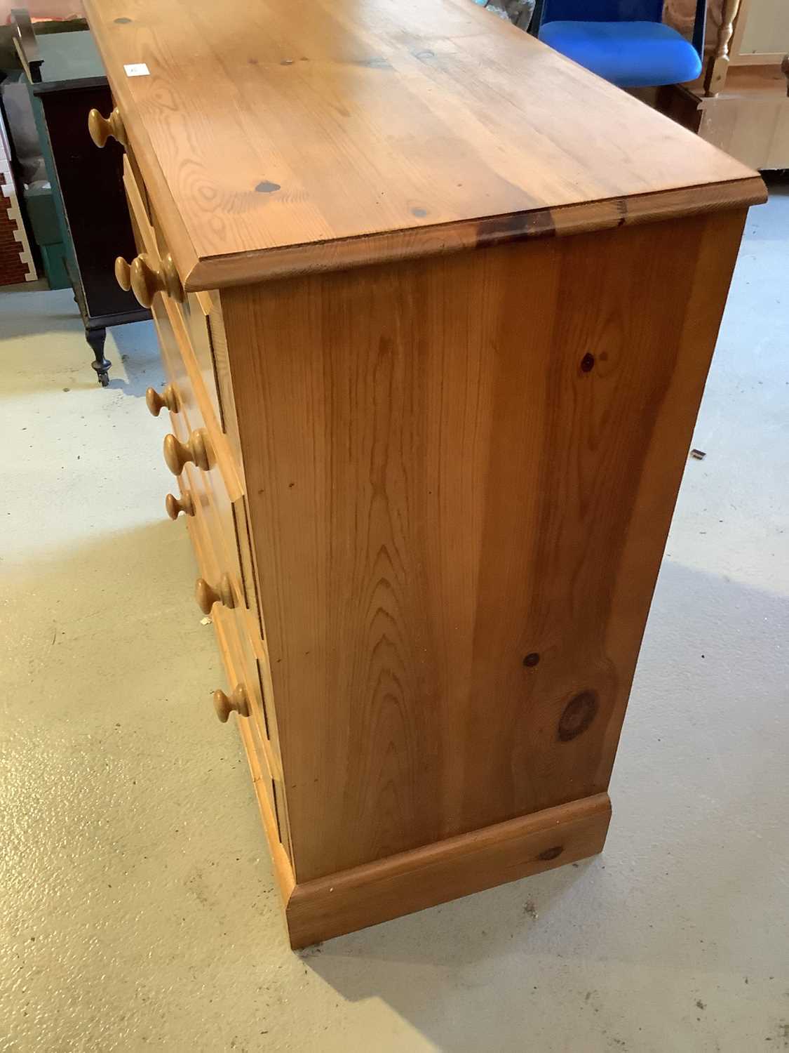 Pine chest of two short and three long drawers, 90cm wide x 45cm deep x 94cm high and a pair of pine - Image 5 of 7