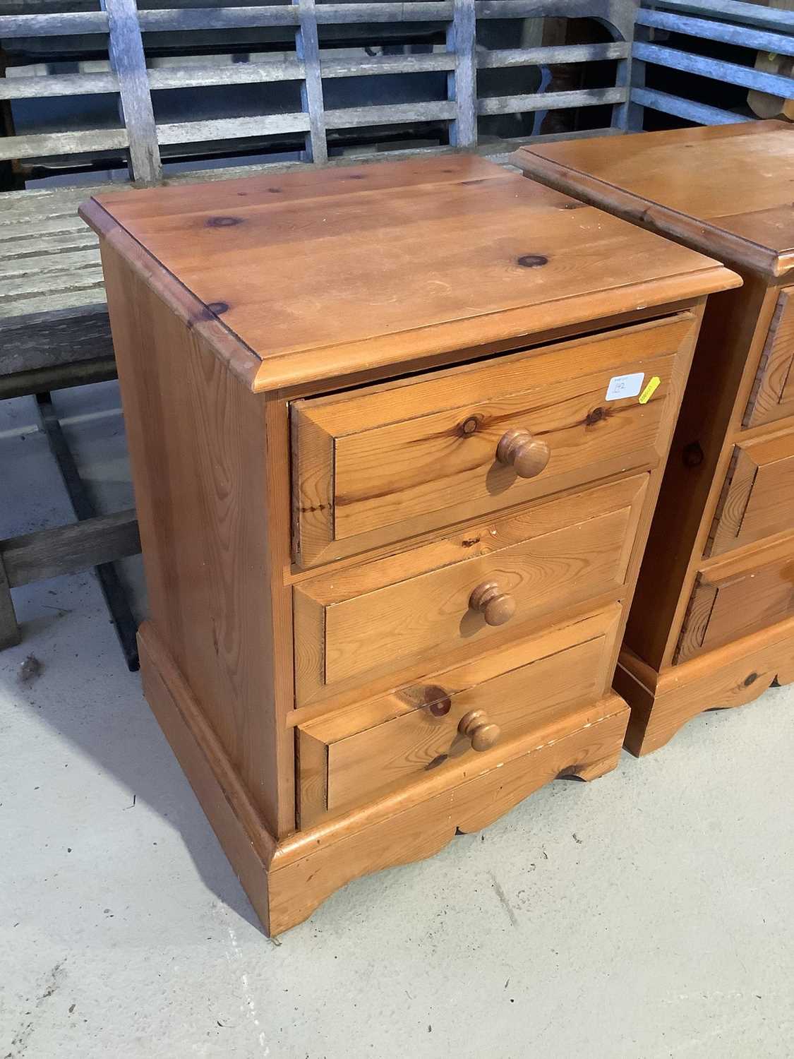 Pine chest of two short and three long drawers, 90cm wide x 45cm deep x 94cm high and a pair of pine - Image 3 of 7