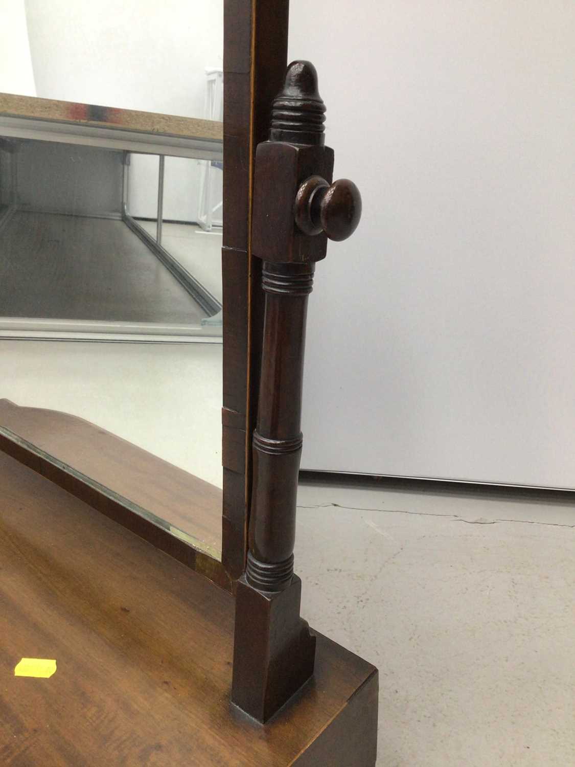 19th century mahogany toilet mirror with three drawers below on turned legs, 59cm wide x 65.5cm high - Image 2 of 5