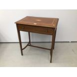 Edwardian style inlaid mahogany side table with single drawer