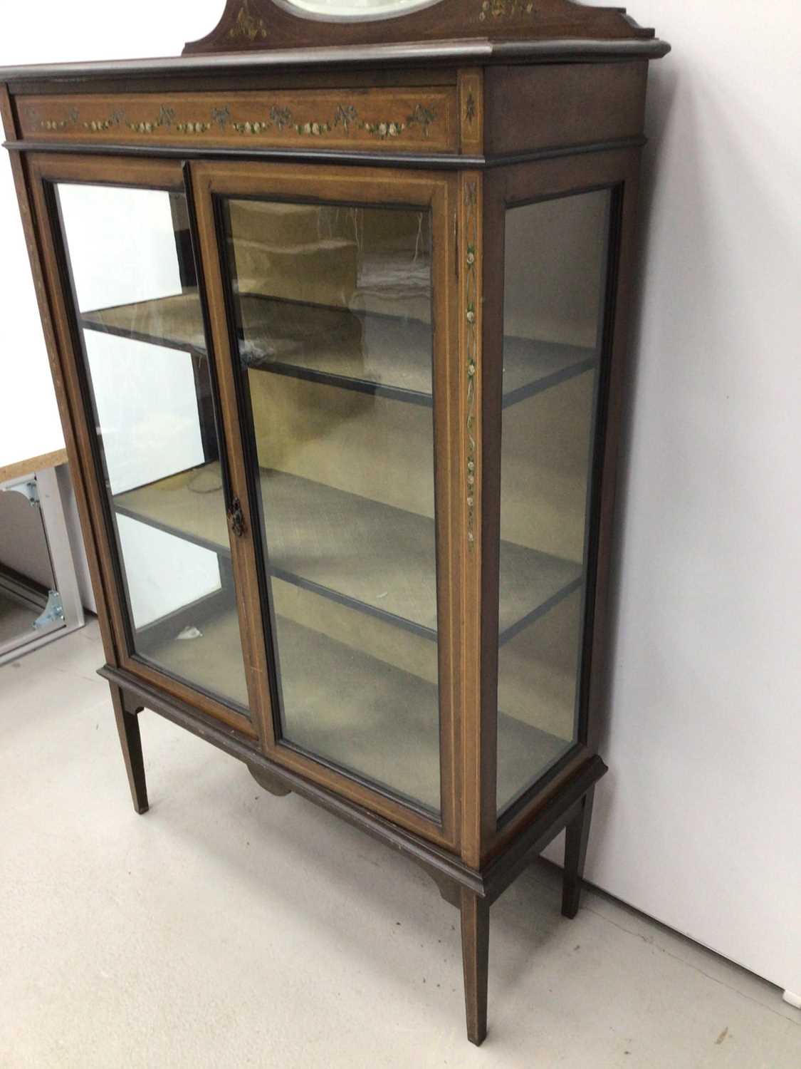 Edwardian inlaid mahogany display cabinet with bevelled mirrored back 91cm wide x 168cm high - Image 5 of 5