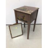 Oriental painted sewing table with mirror H63, W35.5cm mirror H35, W28.5cm