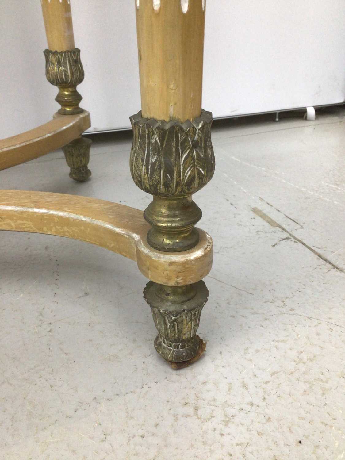 Antique style hall table with marble top, frieze inset with porcelain plaques on fluted turned legs - Image 5 of 7