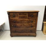 Victorian mahogany chest of four short and three long graduated drawers, 126cm wide x 55.5cm deep x