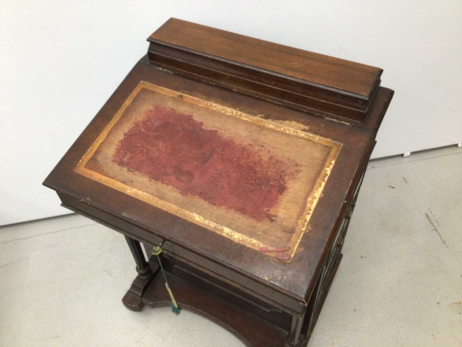 Victorian mahogany Davenport with lined top and four side drawers, 61cm wide - Image 2 of 6