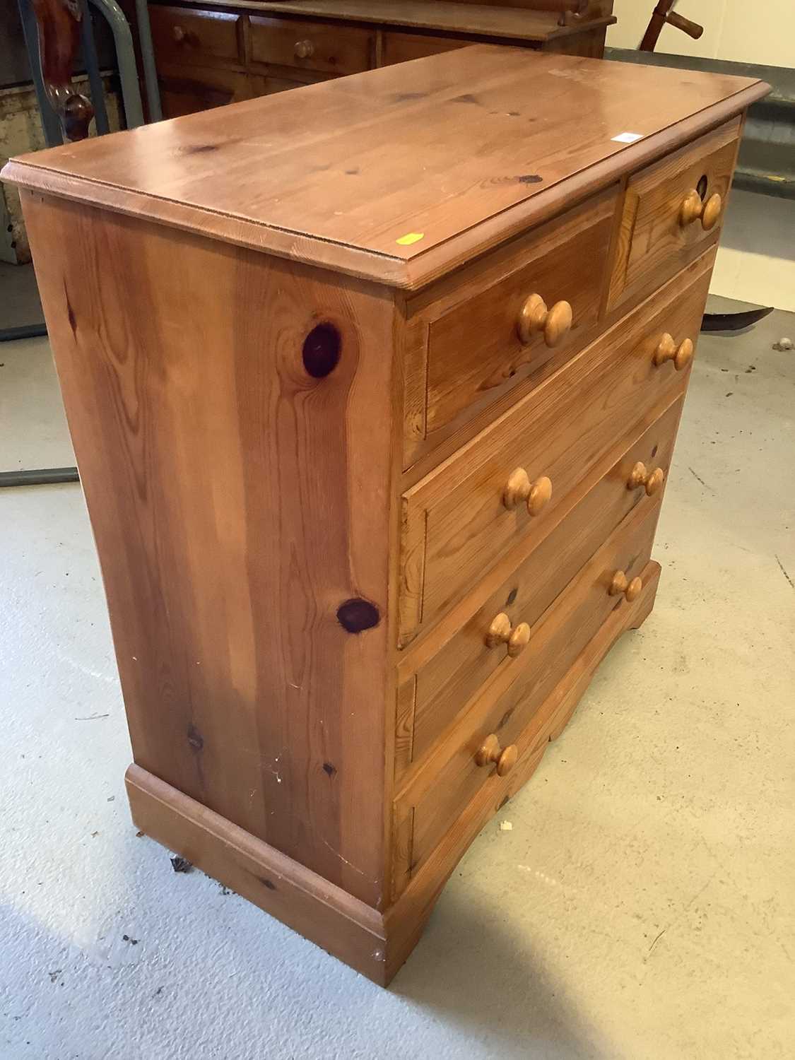 Pine chest of two short and three long drawers, 90cm wide x 45cm deep x 94cm high and a pair of pine - Image 6 of 7