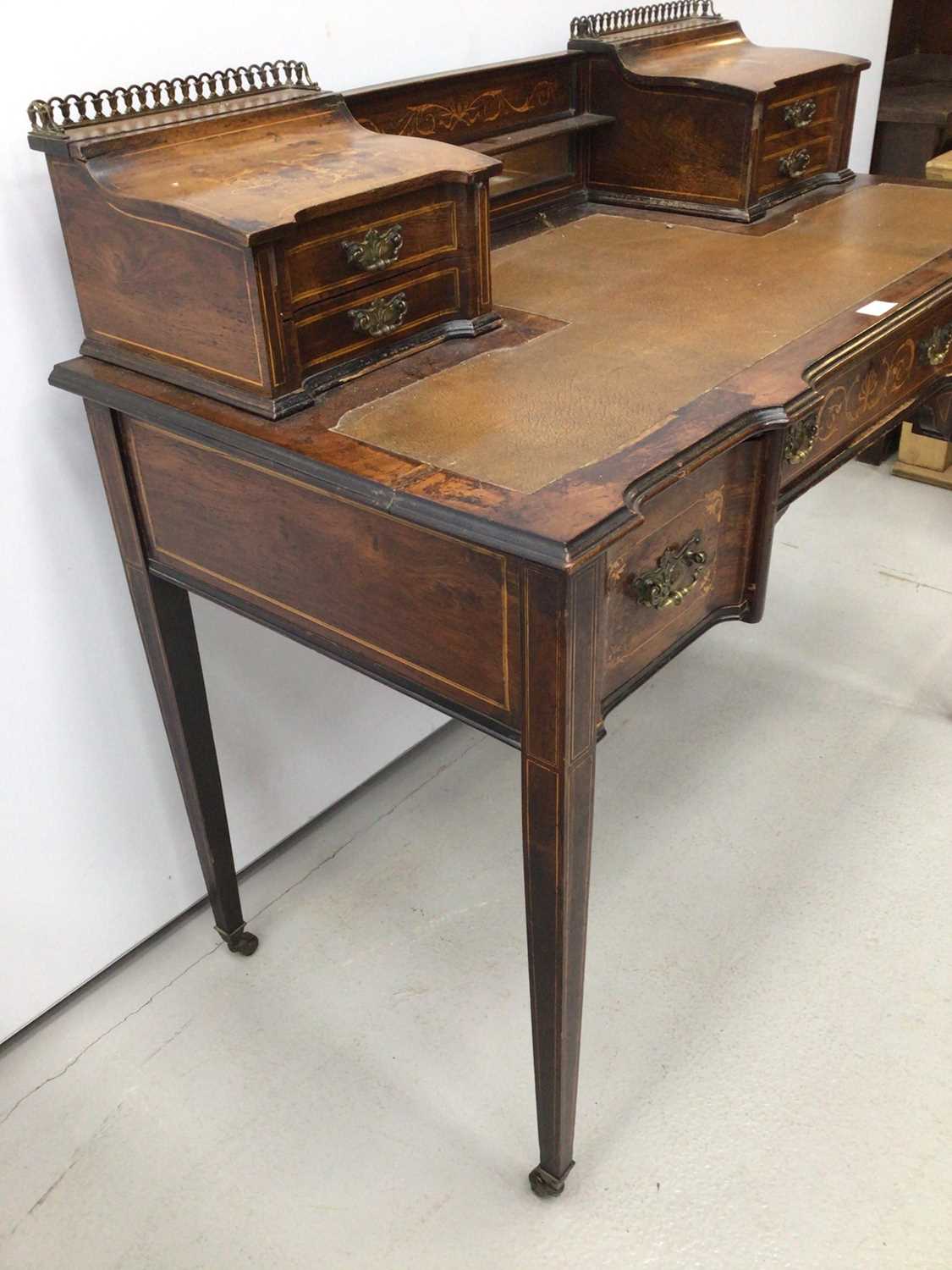 Edwardian rosewood amd inlaid desk by James Schoolbred and Co - Image 2 of 7