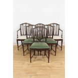 Set of six Sheraton style mahogany dining chairs