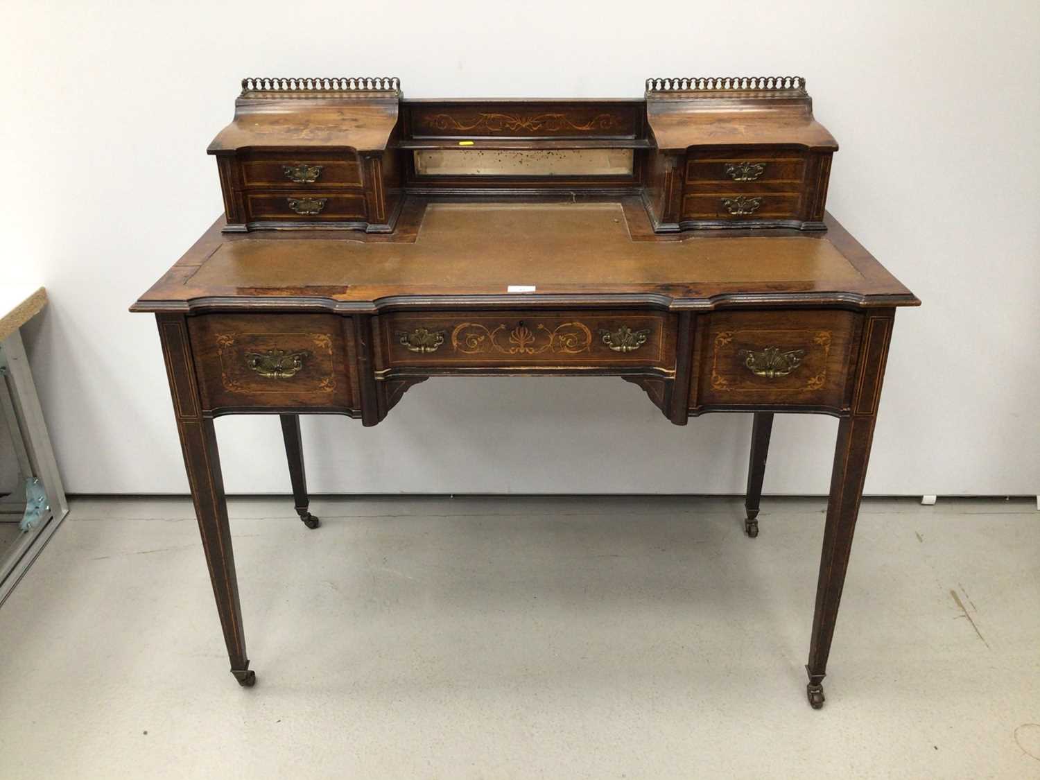 Edwardian rosewood amd inlaid desk by James Schoolbred and Co