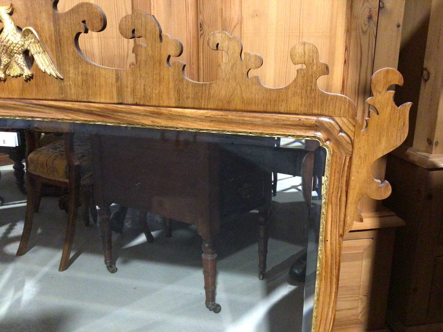 George I style walnut carved feet wall mirror - Image 4 of 5