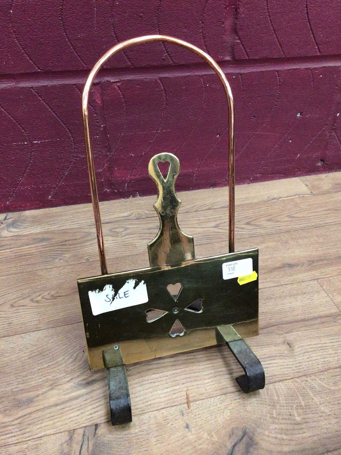 Victorian black painted pine trunk, brass fender and trivet - Image 6 of 7