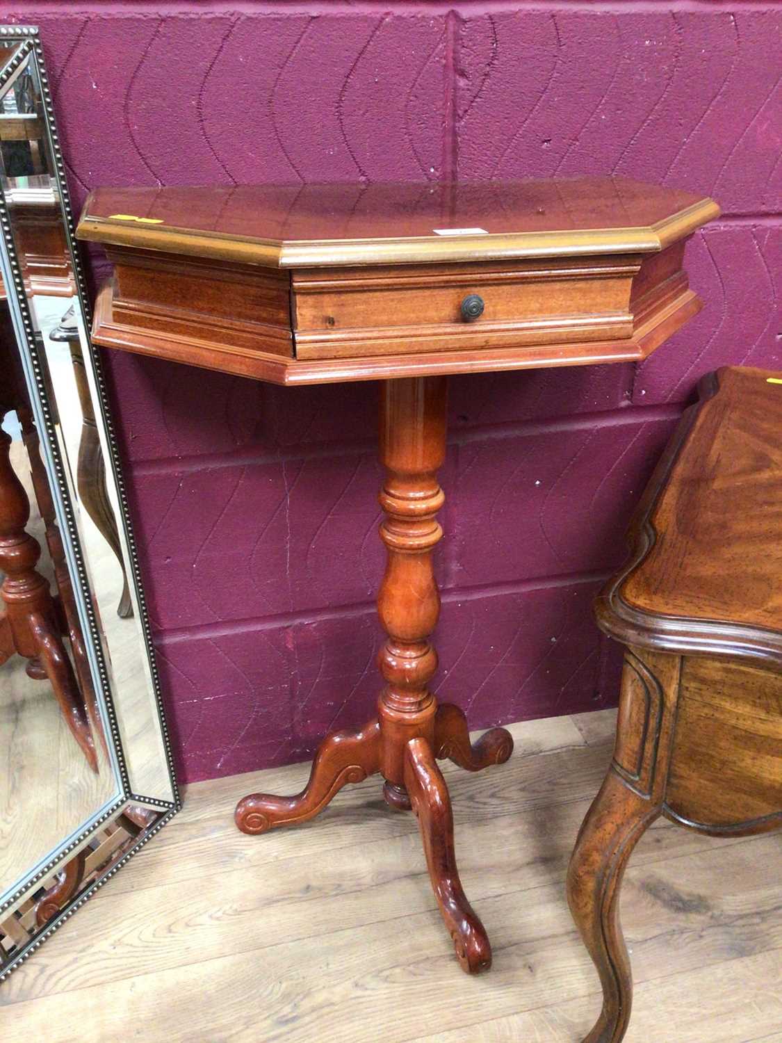 Italian inlaid marquetry table, low coffee table of square form with draw and a mirror (3) - Image 3 of 5