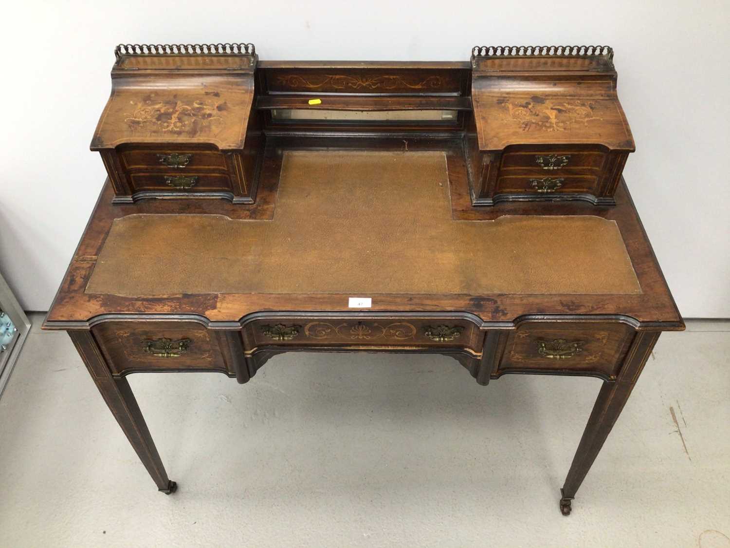 Edwardian rosewood amd inlaid desk by James Schoolbred and Co - Image 3 of 7