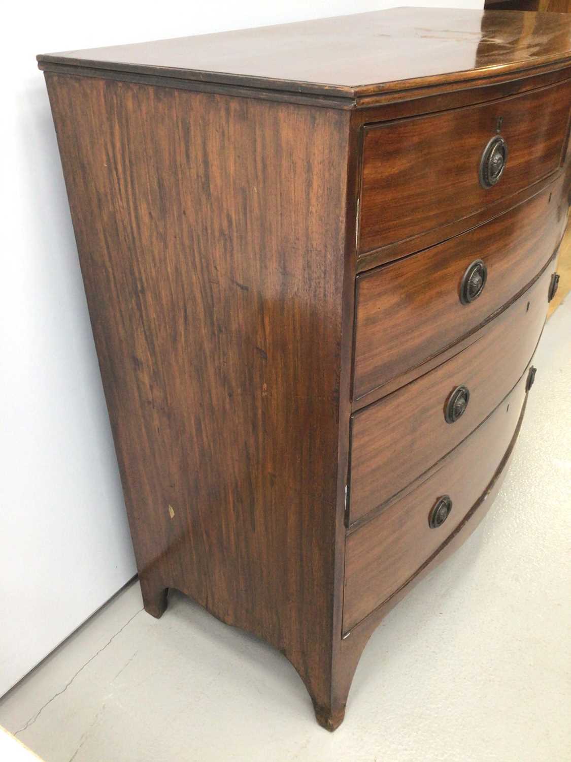 19th century mahogany bowfront chest of two short and three long graduated drawers, 106.5cm wide x 5 - Image 3 of 6