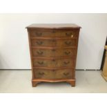 Georgian style mahogany serpentine fronted chest of five long graduated drawers, 76cm wide, 49cm dee