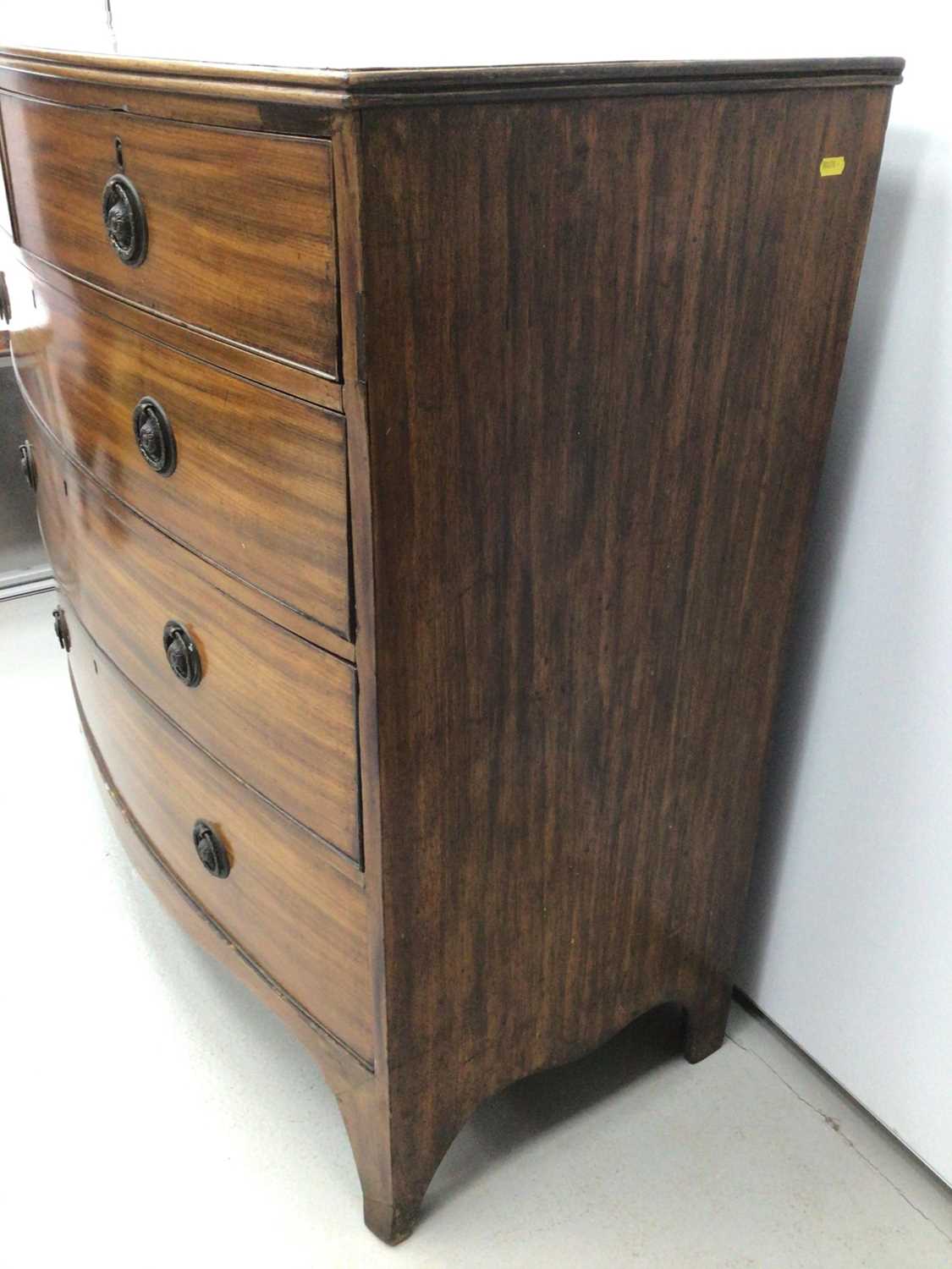 19th century mahogany bowfront chest of two short and three long graduated drawers, 106.5cm wide x 5 - Image 5 of 6