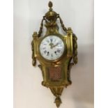 19th century French ormolu cartel clock, circular enamel dial, unsigned