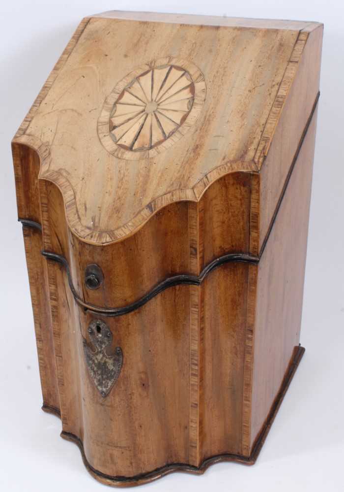 George III mahogany serpentine fronted knife box