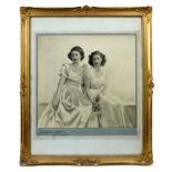 T.R.H. Princess Elizabeth (Later Queen Elizabeth II) and Princess Margaret , fine black and white po