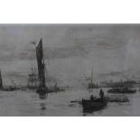 William Lionel Wyllie (1851-1931) signed artist proof etching - River of Gold, 26cm x 41cm, in glaze