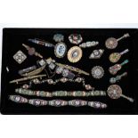 Group of Italian micromosaic jewellery to include three bracelets, necklace, earrings and nineteen b