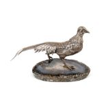 Continental silver table ornament in the form of a hen pheasant.