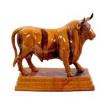 A large glazed pottery model of a bull, M Mafra, Caldas Portugal