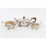 Early 20th century silver three piece tea set by Elkington