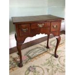 George I/II walnut and mahogany lowboy