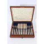1920s silver dessert set comprising 12 pairs of knives and matching forks,