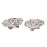Pair Victorian silver bon bon dishes of oval form