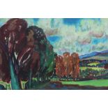 Archibald Peddie (1917-1991) oil on board - Scottish Landscape, signed and inscribed verso, 25cm x 4