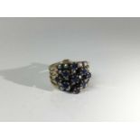 Sapphire and seed pearl five row ring