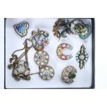 Group of 19th century and later Italian micromosaic jewellery to include a necklace and ten brooches