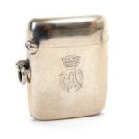 H.R.H. Prince Arthur Duke of Connaught, Royal presentation silver vesta case with engraved Crowned A
