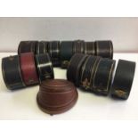 Collection of fifteen Victorian and Edwardian leather jewellery boxes for bangles