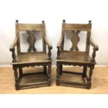 Pair of antique oak wainscot chairs, 17th century and later Provenance: removed from All Saints Ch