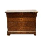 19th century French marble topped burr wood commode