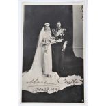 T.R.H. The Duke and Duchess of Kent signed black and white wedding photograph postcard