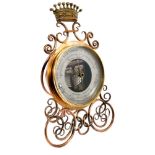 Late 19th century French Holosteric Barometer with silvered dial in ornate brass stand with Viscount