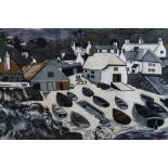 Graham Clarke, woodcut, Cadgwith number 8/50, framed