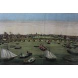 18th century hand coloured engraving - 'Prospectus Pontis Westmonasteriensis Londini Viso Del Ponte