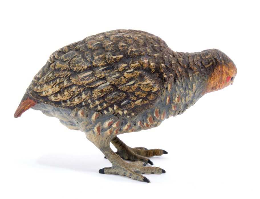Good quality late 19th. / early 20th century cold painted bronze model of an English Partridge - Image 4 of 7